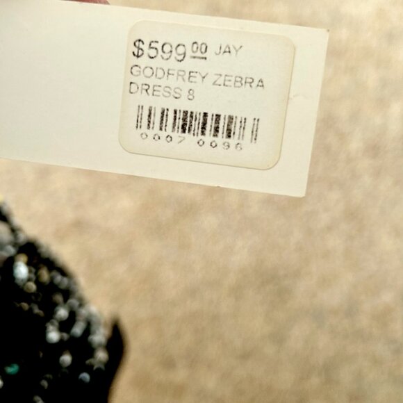 JAY GODFREY - Everett Zebra Sequin Dress | Black/Silver | SIZE 8 - Picture 6 of 11